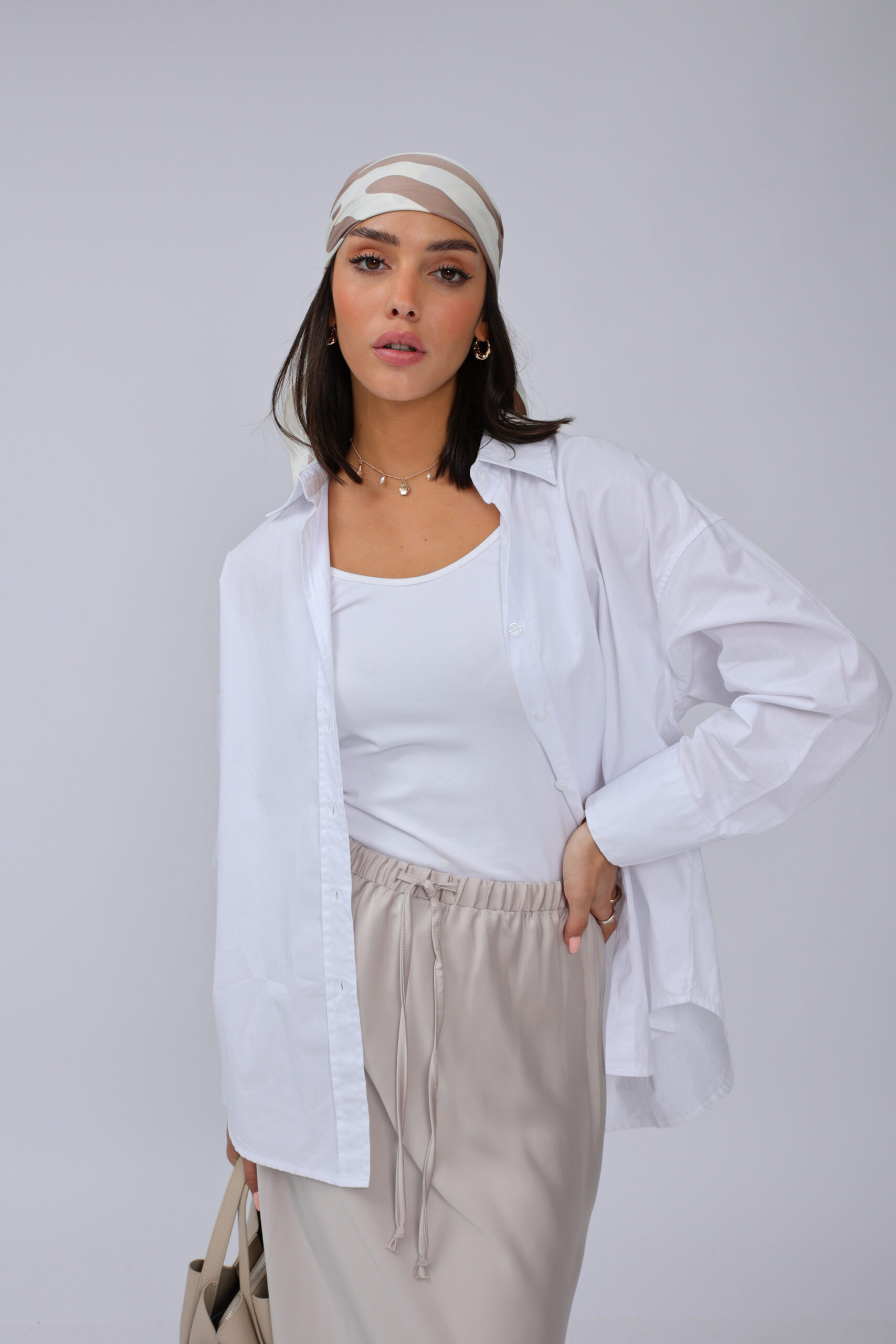 חולצה מכופתרת נטע - לבן